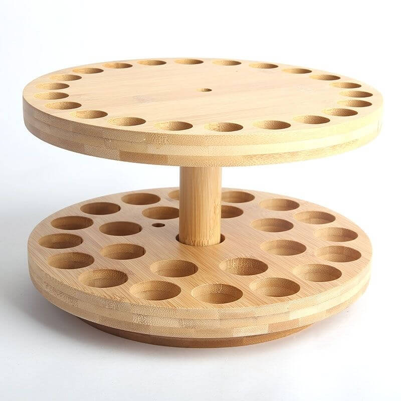 Round Bamboo Essential Oil Bottle Stand Diffuser Stand